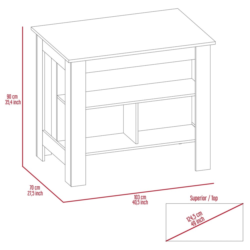 Rockaway 3-Shelf Kitchen Island White and Walnut