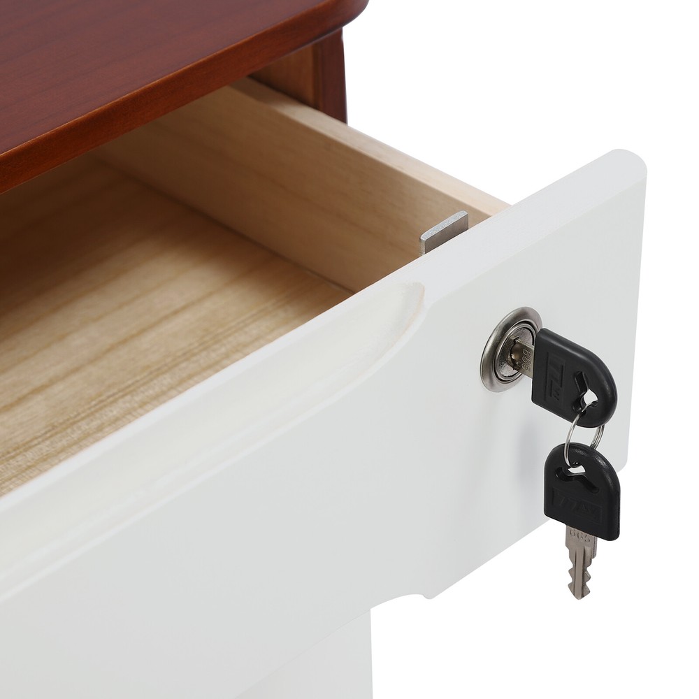 Wooden Desktop Storage Box Drawer Office Home Table Display Organizer with Lock.