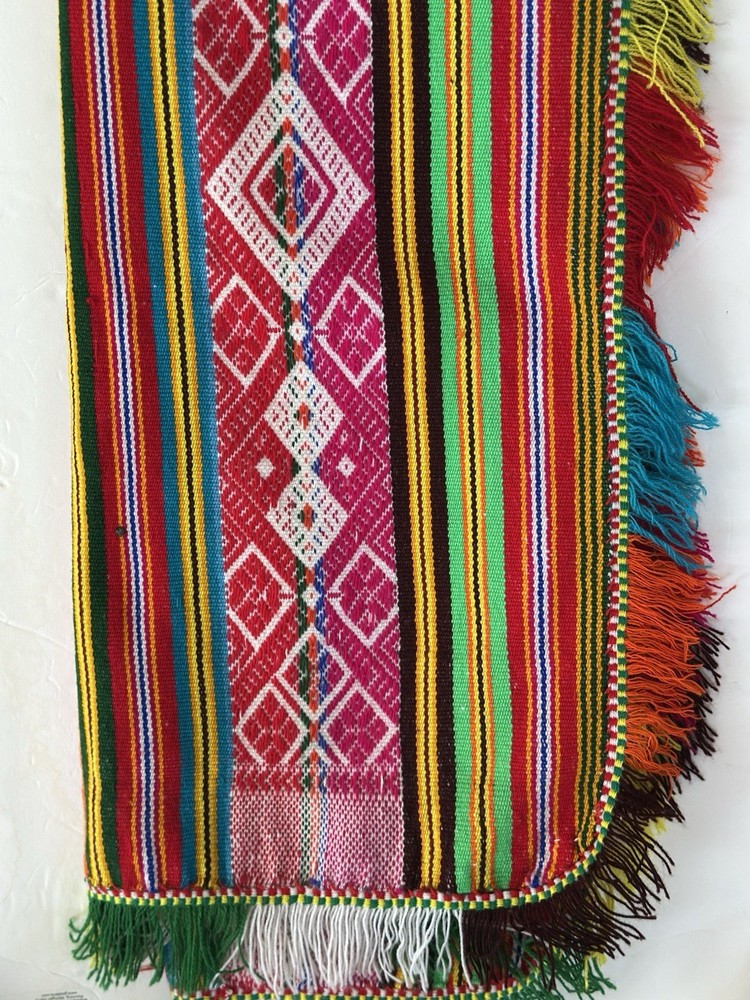 Large Peruvian Shaman wool Poncho Andean Mountain Ceremony - multicolor