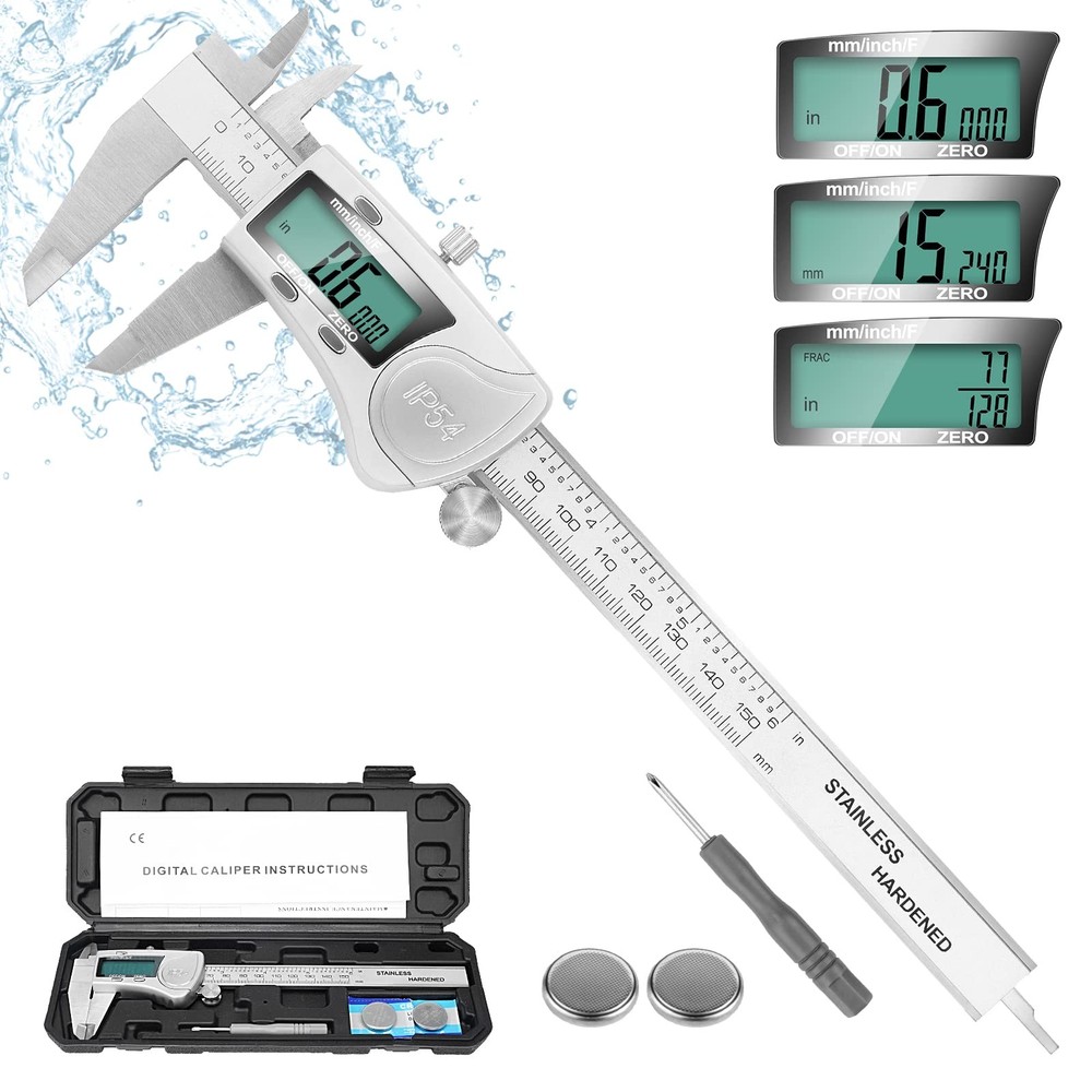 Digital Caliper Measuring Tool, IP54 Waterproof Electronic Micrometer Caliper, S