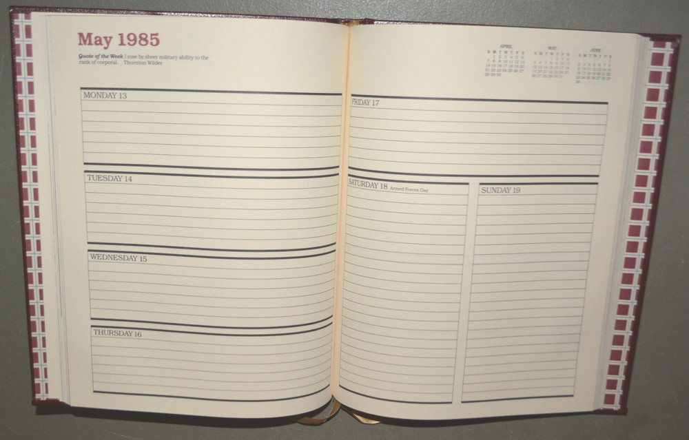 1985 Planning Calendar book - leather bound - unused
