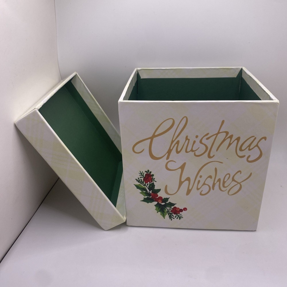 Small/Med Decorative Square Gift Box “Christmas Wishes”