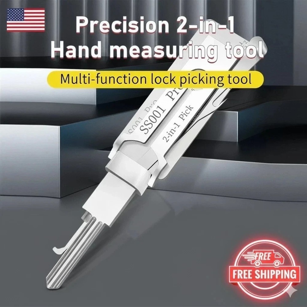 2 In 1 SS001 Key Decoder Perfect Match For Key Picking Hook Tool Stainless Steel