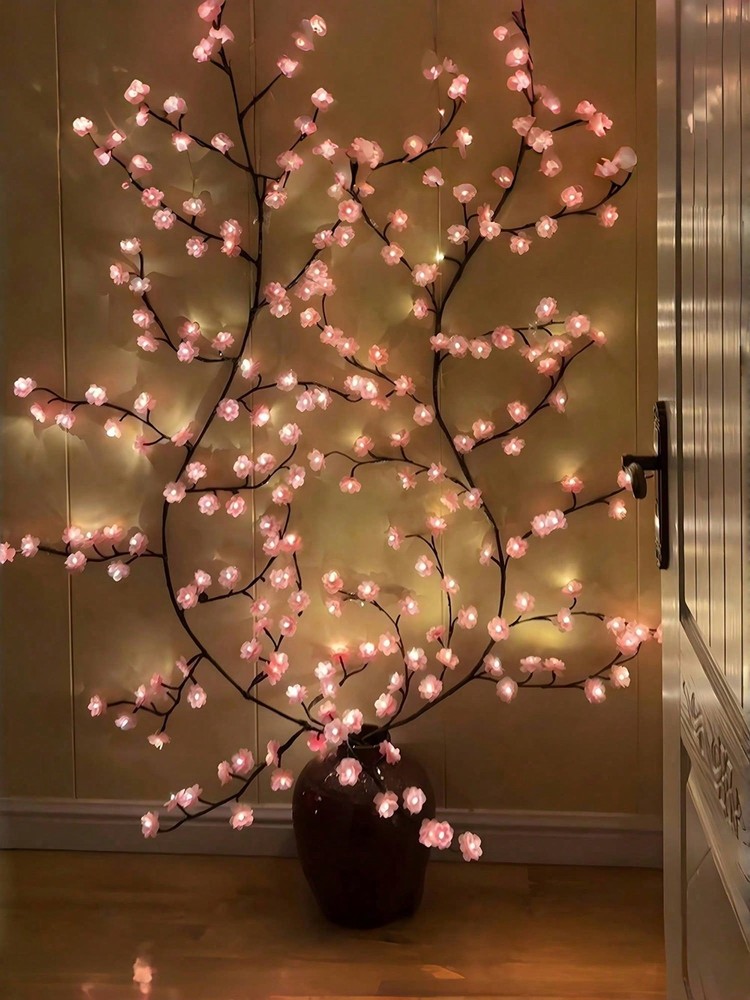 1Pc Cherry Blossom Branch LED Light, USB Powered 8 Flashing Modes, Soft & Bendab
