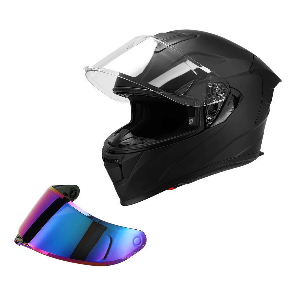 DOT Full Face Motorcycle Helmet w/Dual Visor Extra Tinted Shield Bluetooth Ready