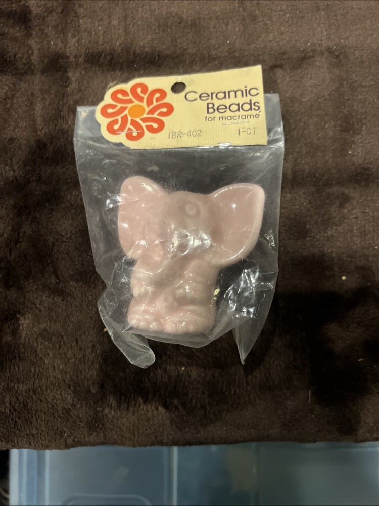 Ceramic Beads For Macrame Pink Elephant