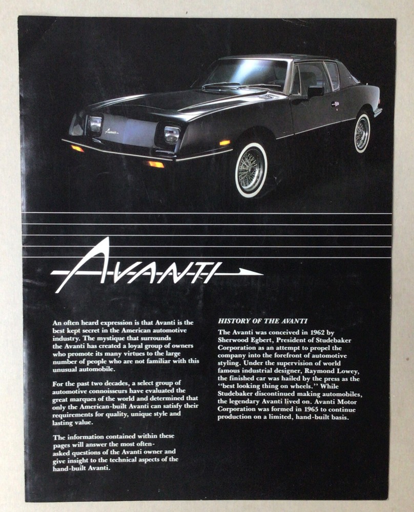 1984 Avanti Studebaker Sales Brochure Folder