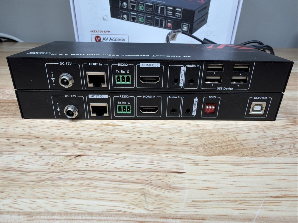 AV ACCESS 4KEX100-KVM HD BaseT EXTENDER 100m USB 2.0 RECEIVER TRANSMITTER POWER
