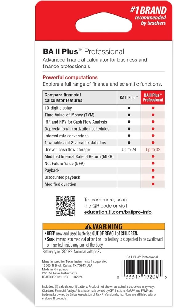 Efficient BA II Plus Calculator with Automatic Power Down Feature for Durability