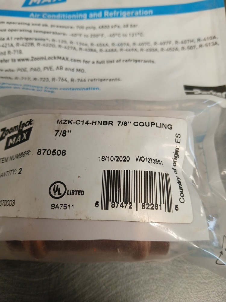 Zoomlock MAX Press To Connect Fitting 7/8” Coupling 2 Pack