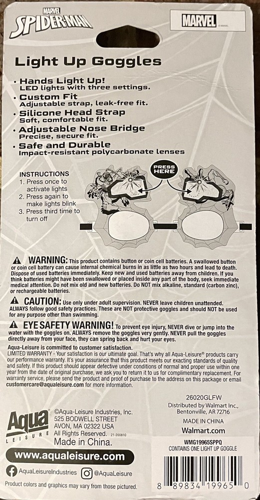 Spider-Man Light up Goggles ages 4+