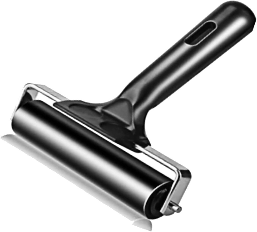 4 Inch Professional Rubber Roller with Comfort Grip Handle - Stainless Steel Cor