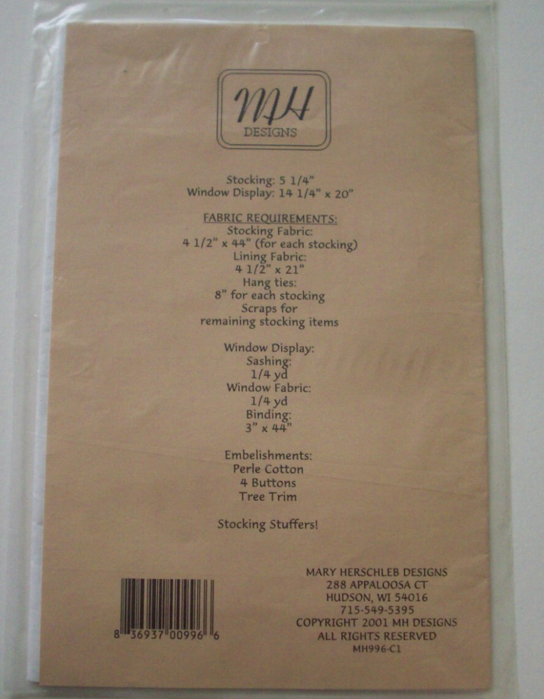 Stocking ornaments paper piecing MH quilt pattern *A13