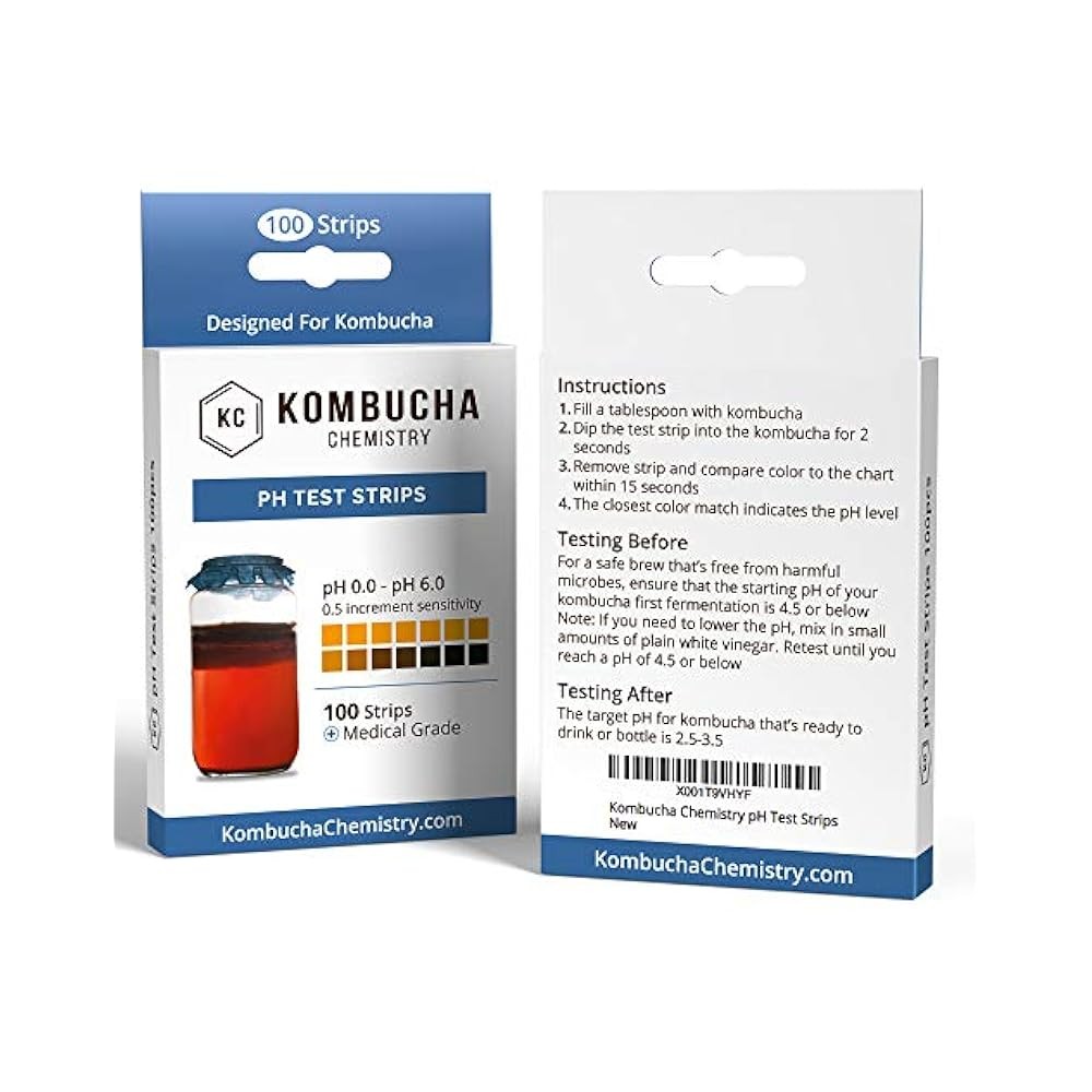 pH Test Strips for Kombucha, 0-6 Range (0.5 Steps), 100-Piece Kit
