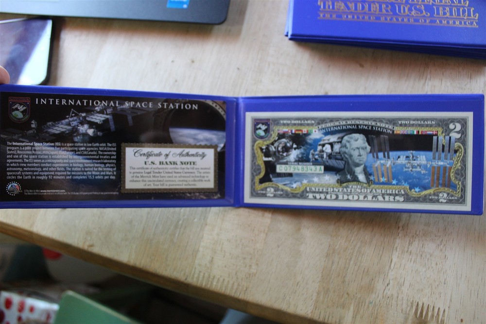 INTERNATIONAL SPACE STATION COMMEMORATIVE COLORIZED $2 BILL