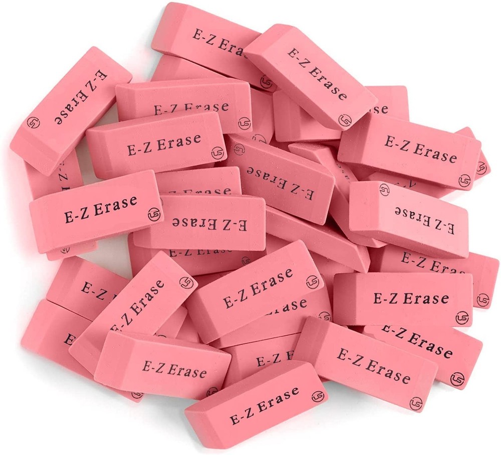 Pink Erasers, 120 Count Rectangular Eraser Bulk Pack, Latex Free Pink Pearl E...