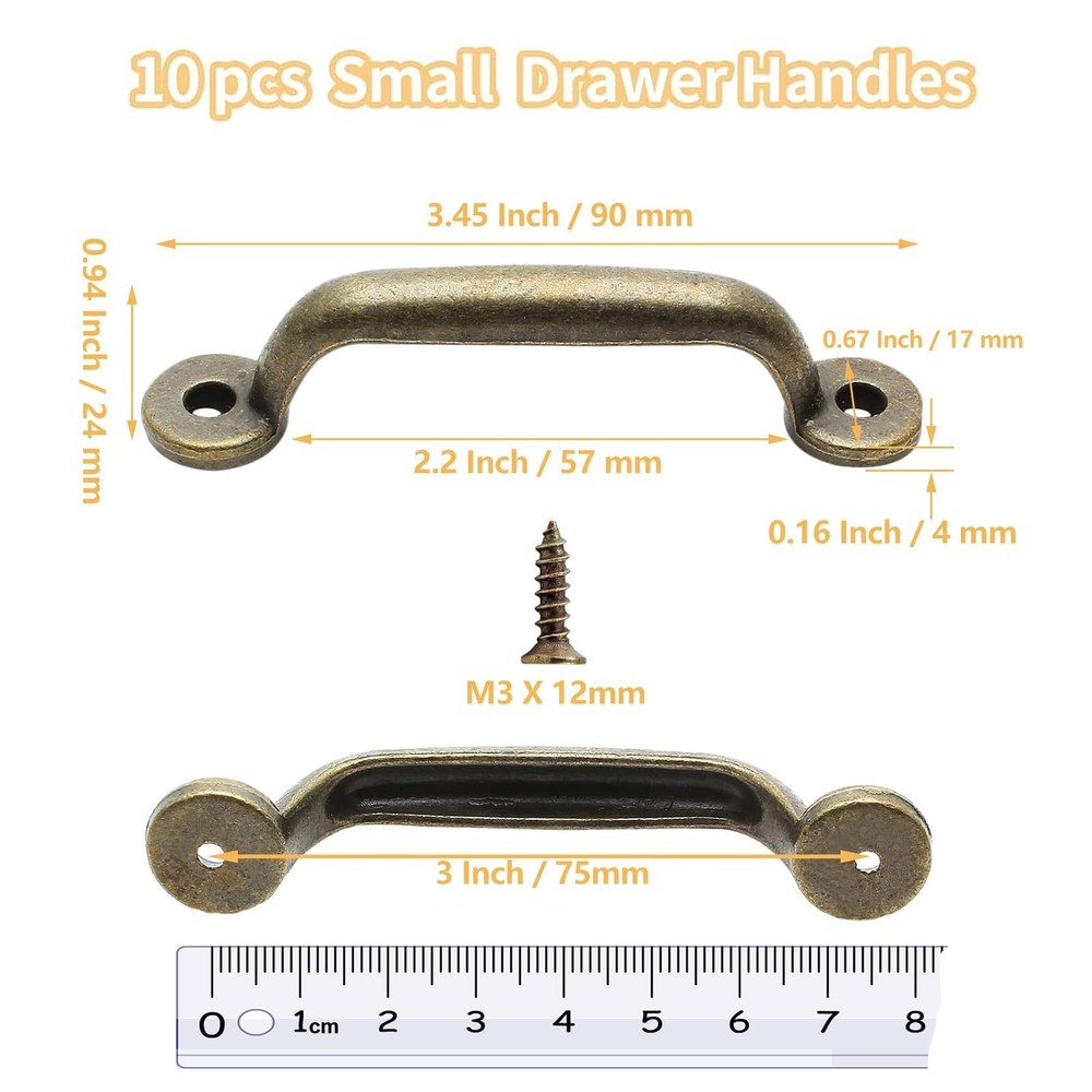 Bivethoi 10pcs Zinc Alloy Refined Vintage Pull Handle, Gate Pulls Antique Cup...