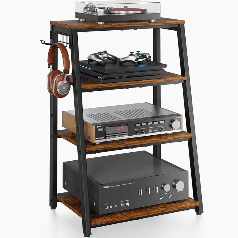 Durable Audio Visual Stand Adjustable Media Shelf Storage Console Equipment New