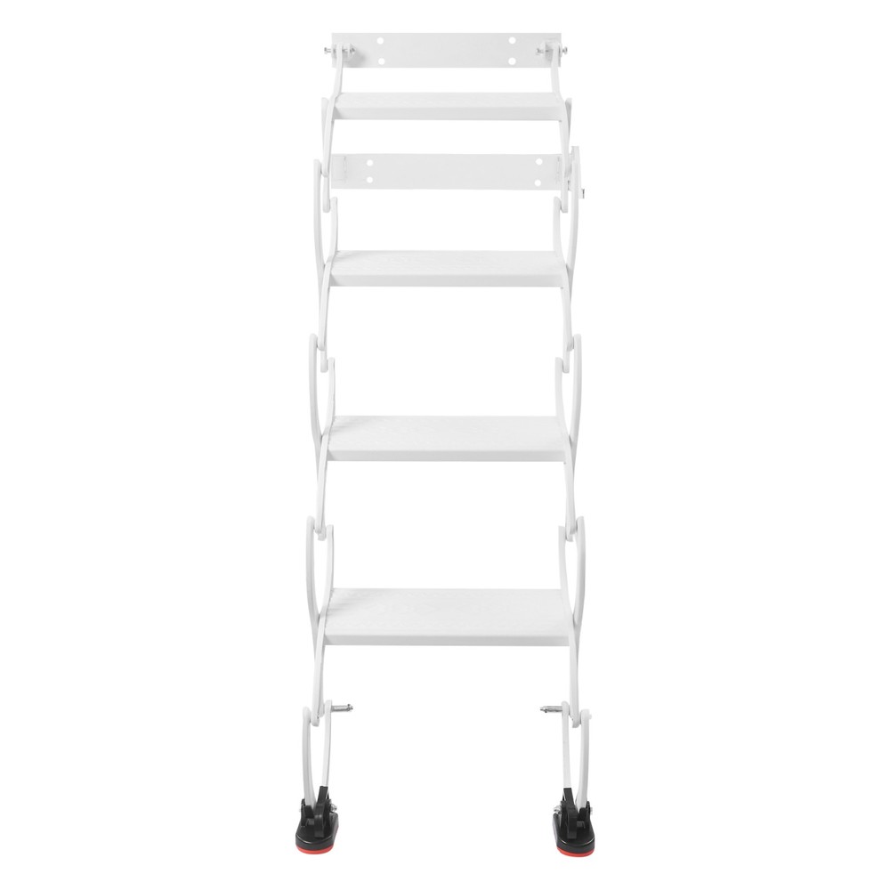 4-Step Wall Mounted Folding Ladder, White Retractable Telescoping Step Ladders