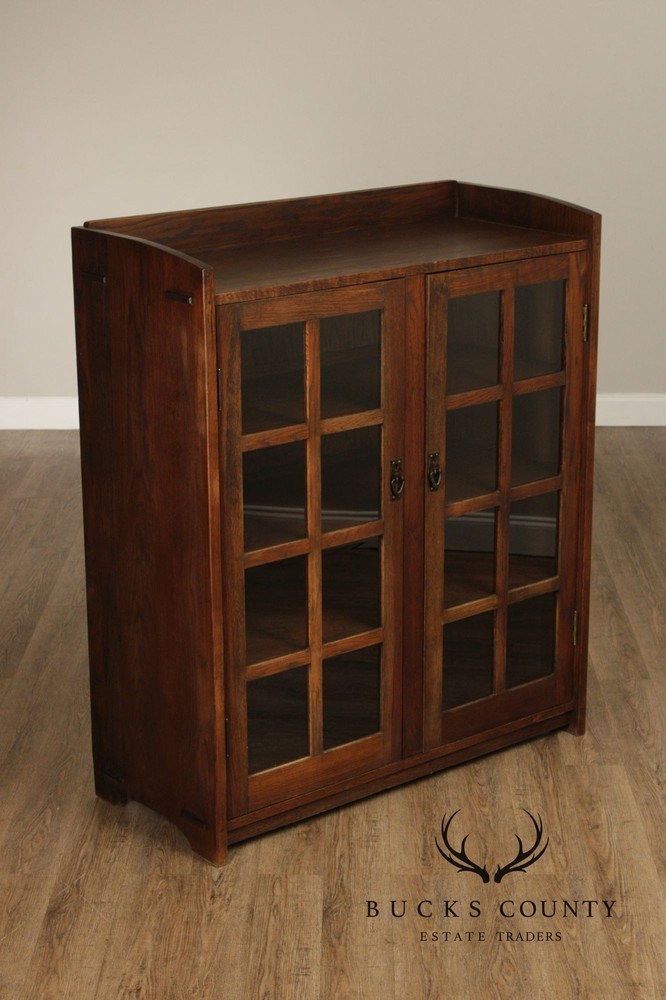 Antique Mission Oak Two Door Bookcase