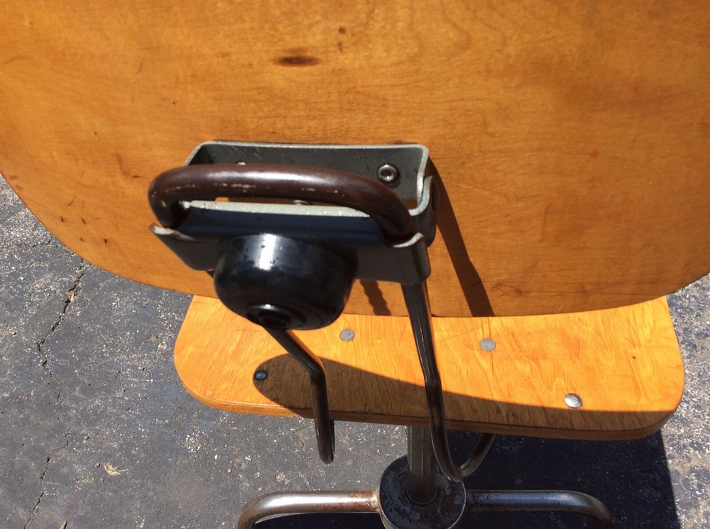 Vintage Adjustrite Wood / Metal Stool.
