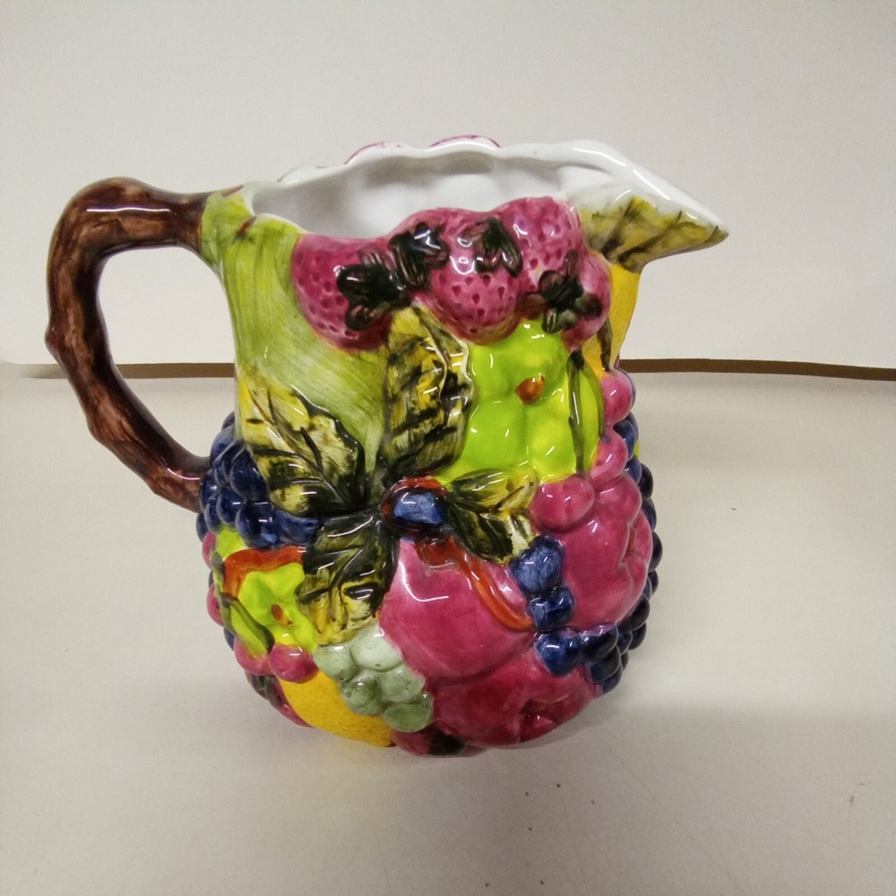 Block Country Orchard Ceramic Exterior Painted Fruit Pitcher