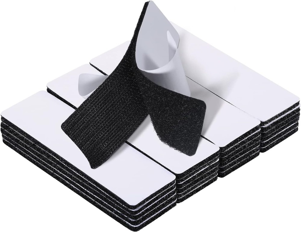 Heavy Duty Black Adhesive Hook & Loop Strips - 20 Sets for Organizing & Mounting