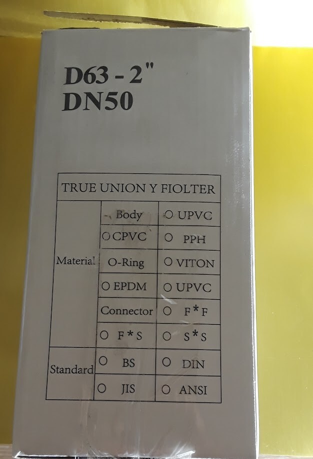 2'' Y-Strainer, Clear UPVC Sediment Y-Strainer, Female Socketed ends (NEW)