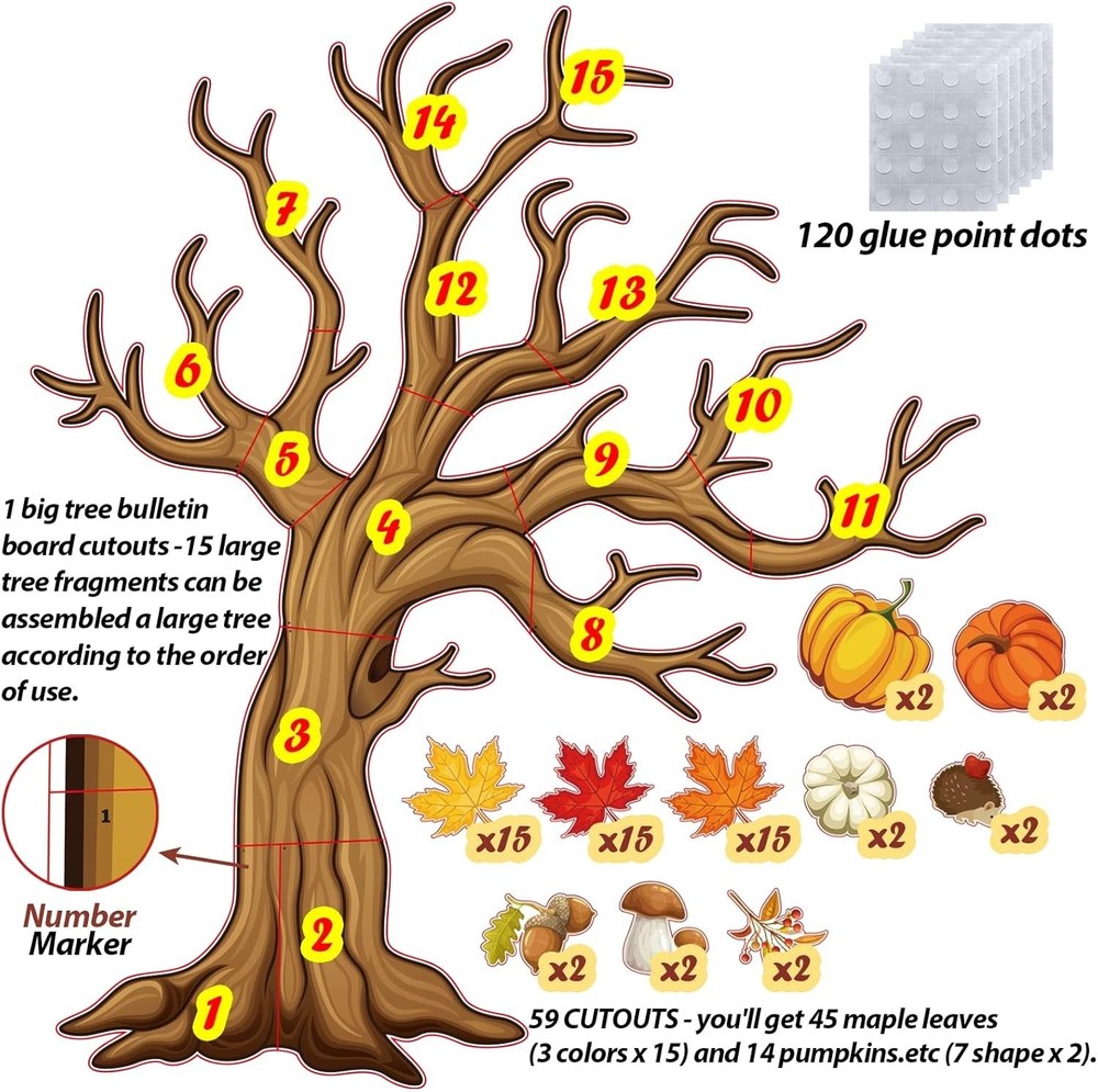 4Ft Big Tree Bulletin Board Set Spring Fall Summer Tree Bulletin Board Decora...