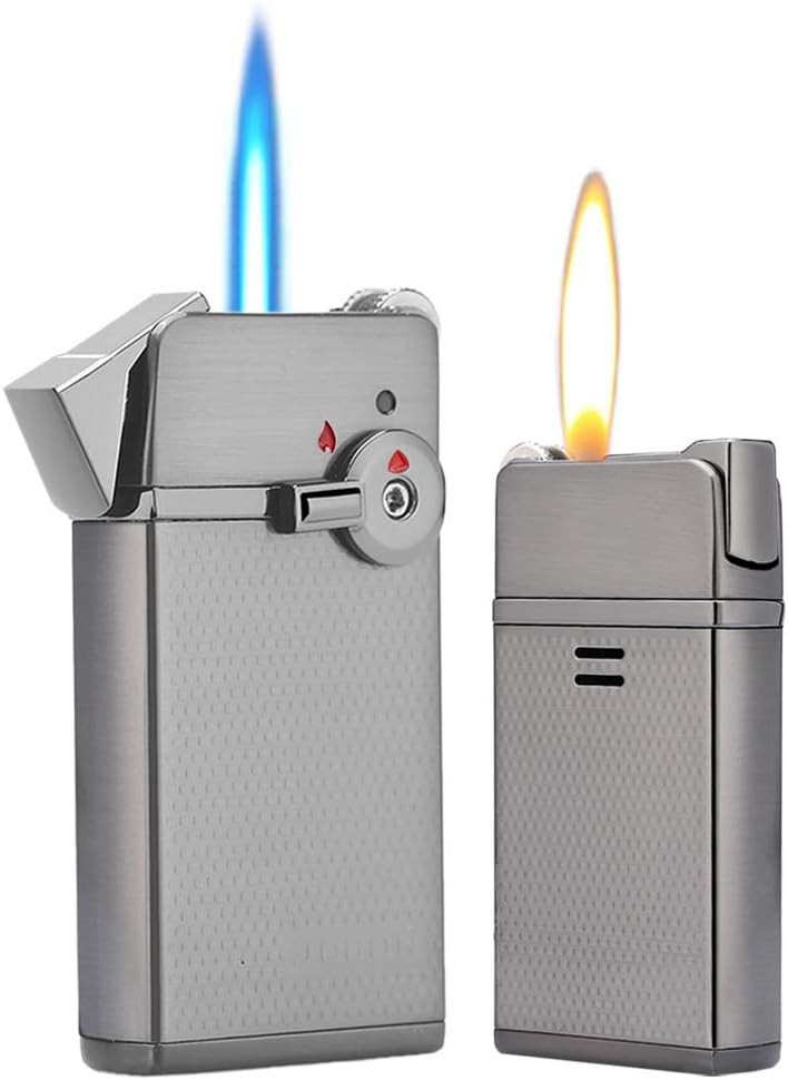 Butane Fuel Refillable, Soft/Jet Flame Switchable Cigarette Lighter with Flame A