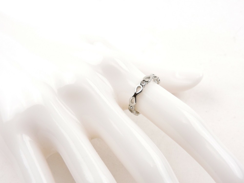 Stainless Steel Cubic Zirconia Infinity Loop Band Ring