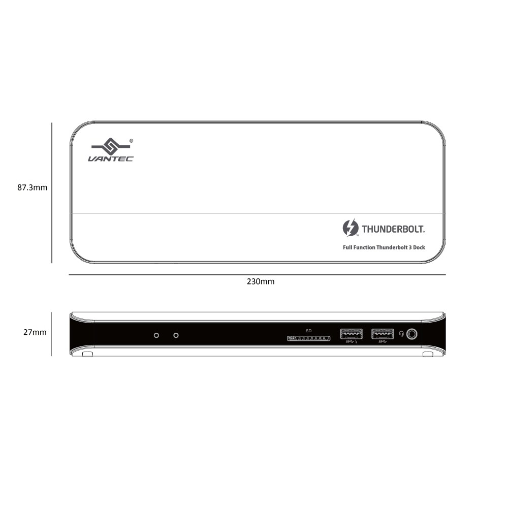 Vantec Thunderbolt 3 Multi-Function Docking Station with PD 60W