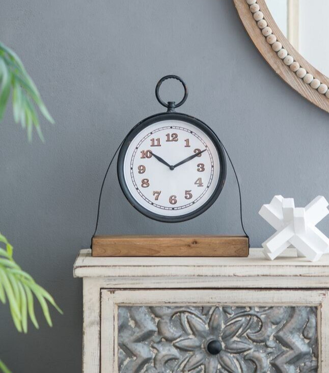 11" Table Clock Silent Retro Desk Clock Decorative Non-Ticking Table Clock