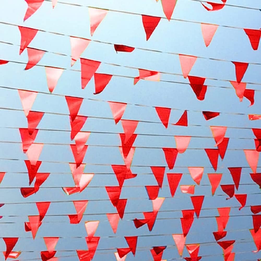 36 Feet Solid Red Pennant Banner - 30Pcs Red Bunting Flags String Decorations
