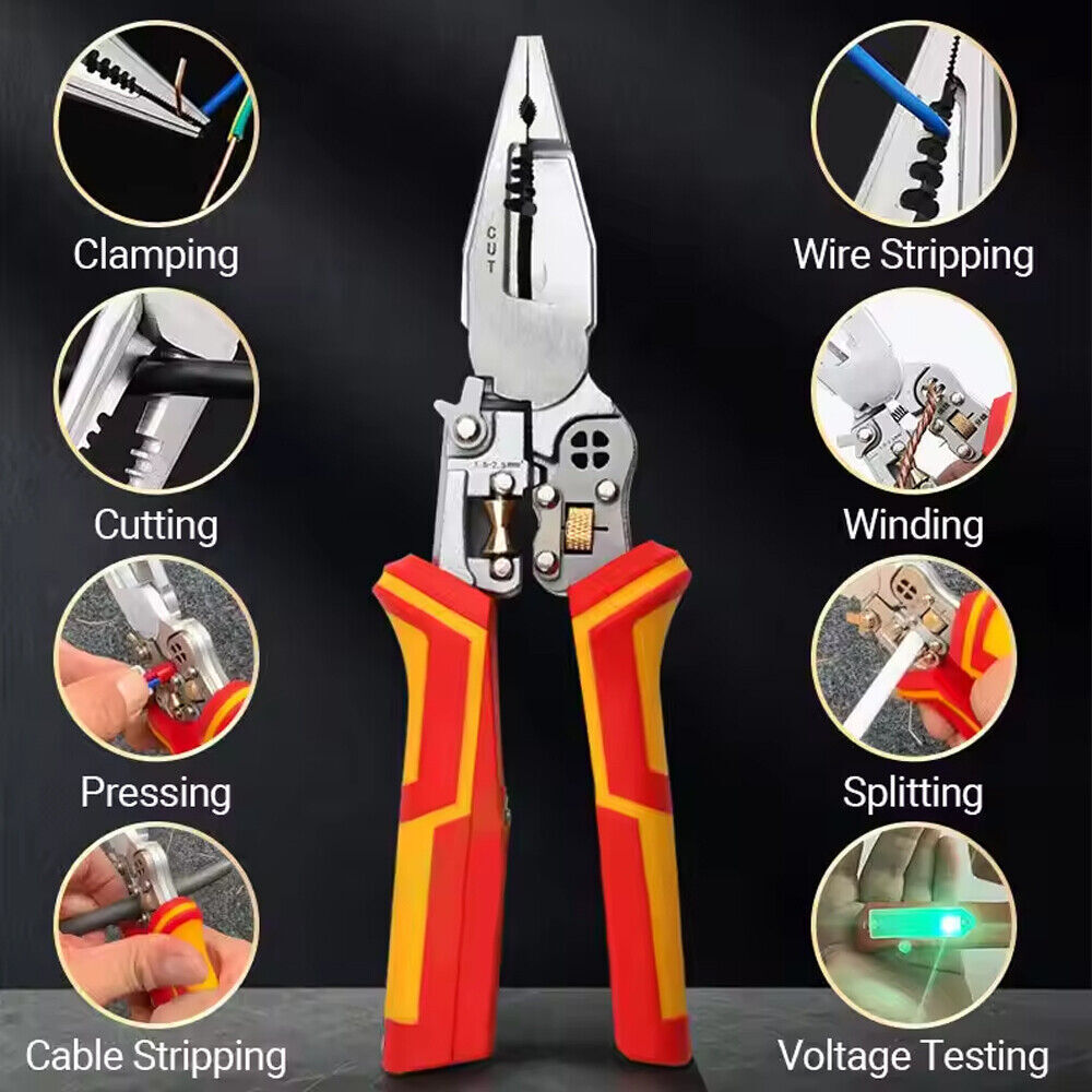 Wire Strippers with Electricity Measurement Function 8in1 Wire Stripping Pliers