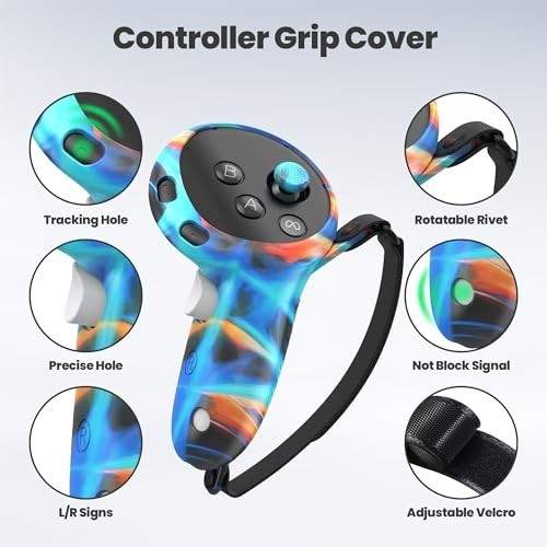 "Silicone Face Cover & VR Shell for Meta Quest 3, Touch Controller Grips & Lens