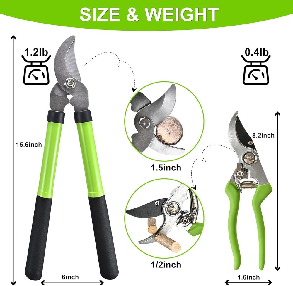 Reliable YIAD Pruning Kit: Lopper & Shears with Ergonomic Handle & Sharp Blades