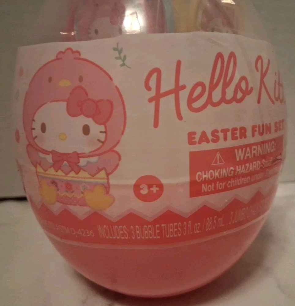 Hello Kitty Easter Egg Fun Set Bubbles Chalk Mini Disc New Unopened
