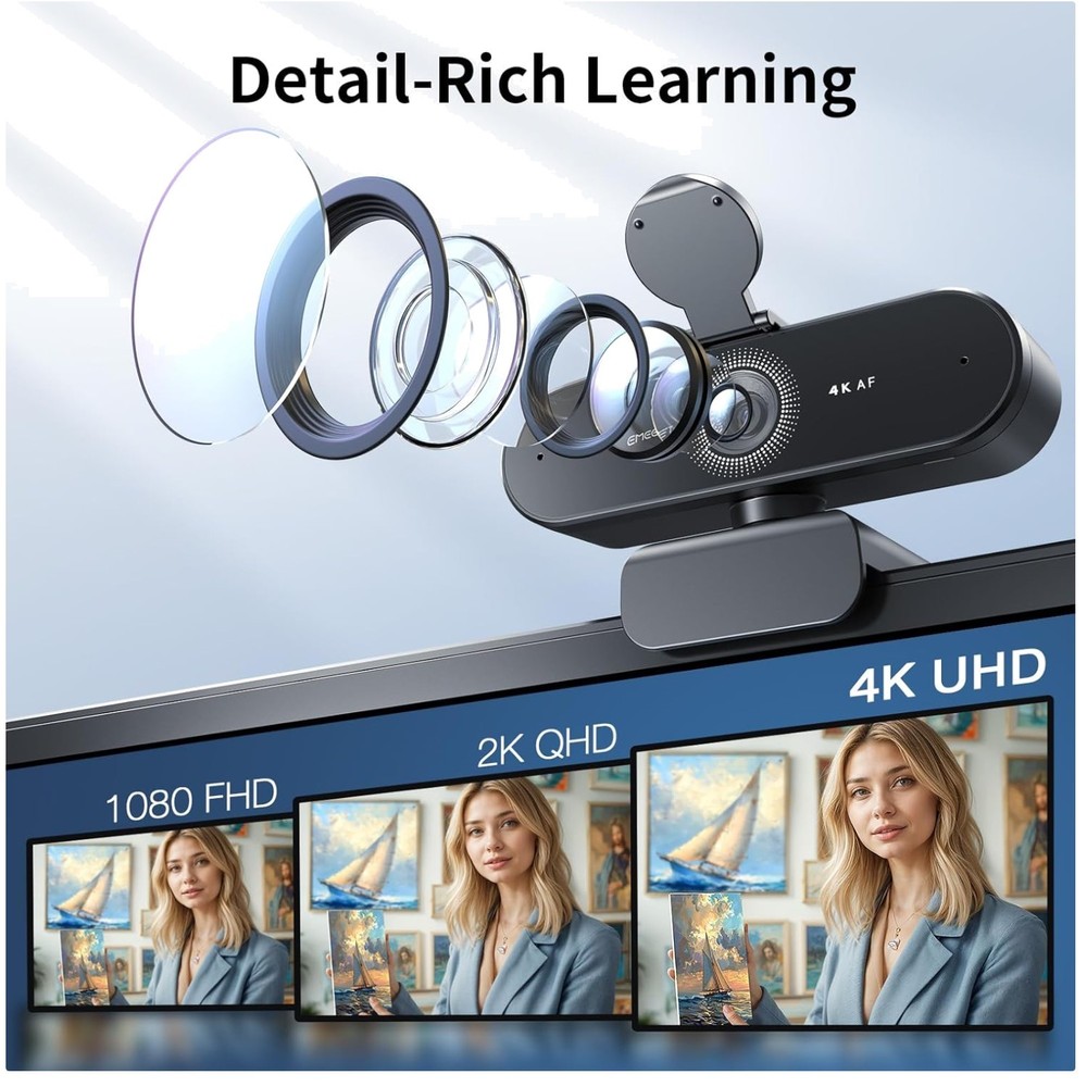 NOVA 4K Webcam - 73° FOV, Auto Light Correction