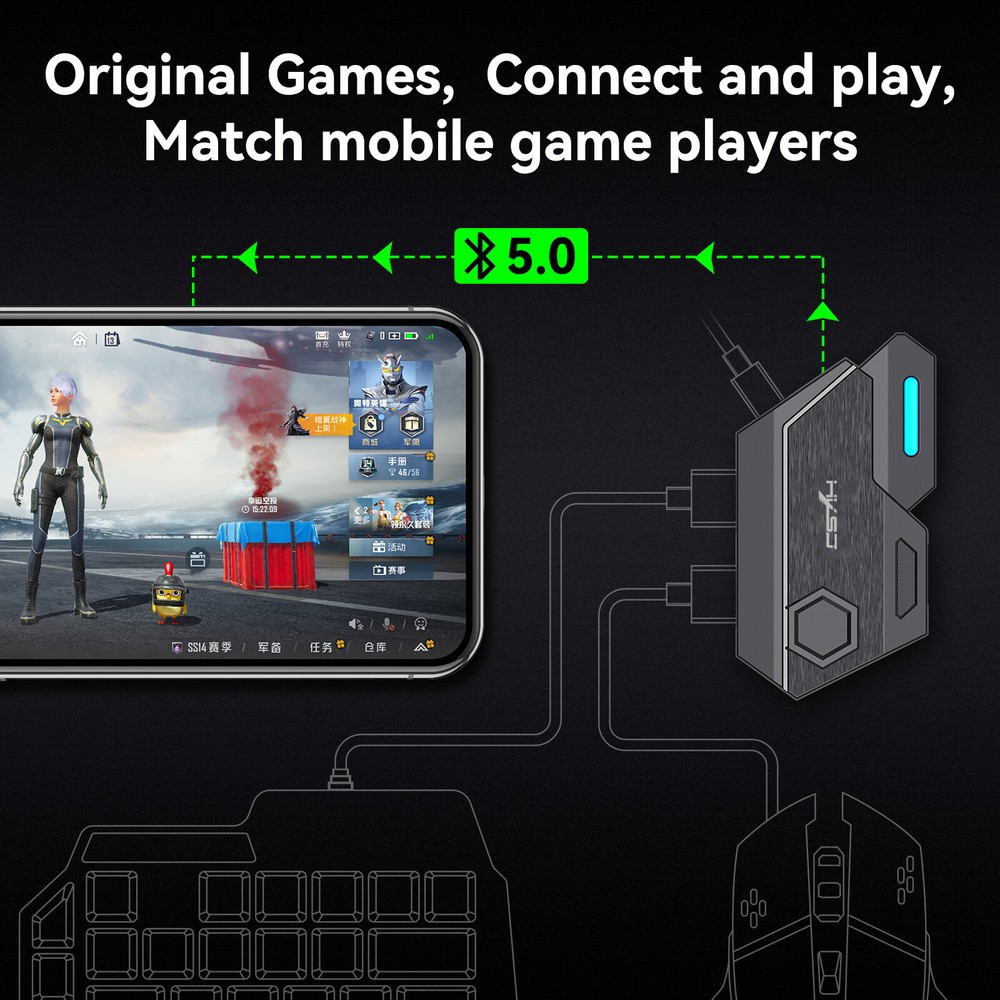 Gamepad PUBG Controller Game Keyboard Mouse Converter For IOS 13.4 below Adapter