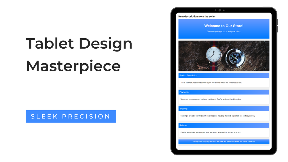 Ebay Professional Custom Listing Template | html | Product Listings