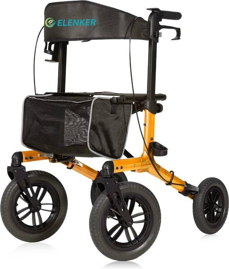 ELENKER All-Terrain Rollator Non-Pneumatic Tyres