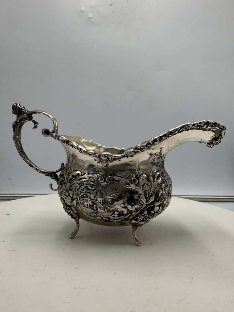 Antique 19th C. Augsburg German Silver Repousse Creamer