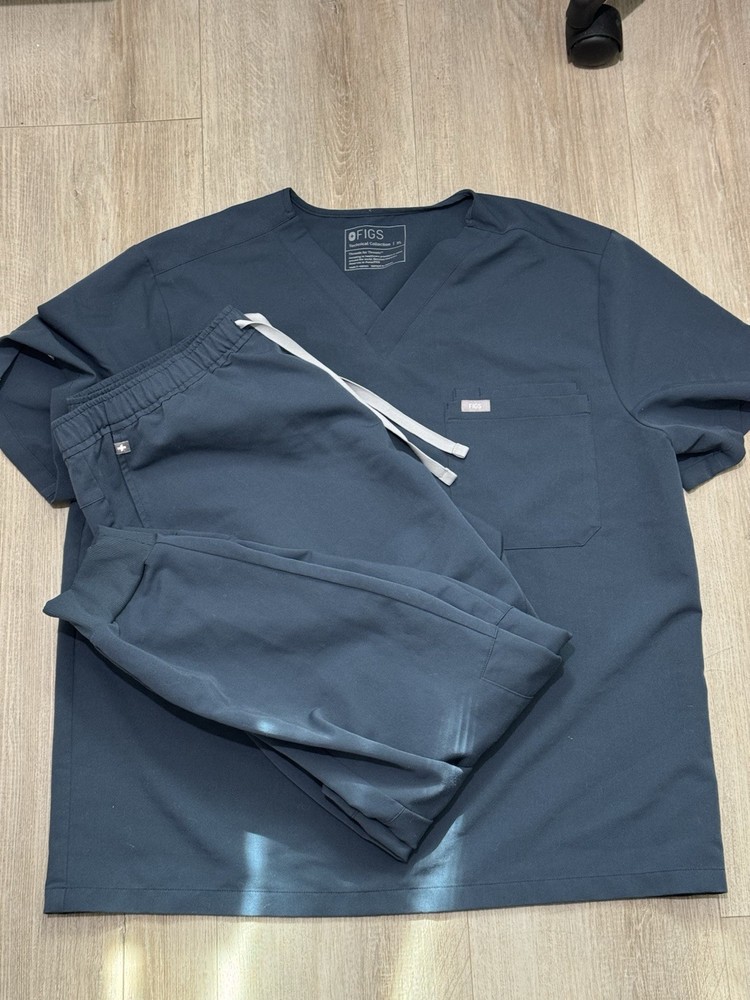 Figs Technical Collection Scrub Set Bluish Gray XL Slightly Worn Comfortable