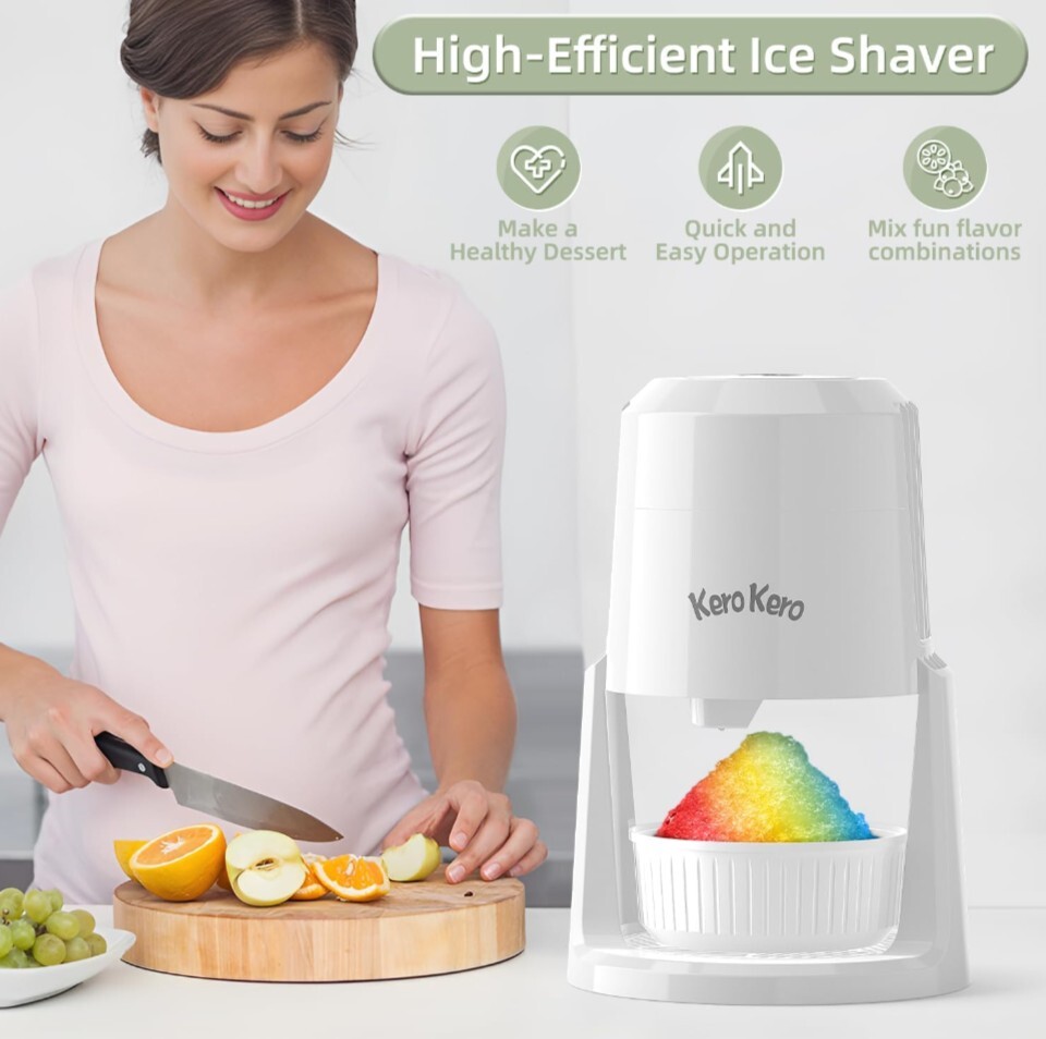 Shaved Ice Machine, Multi-Purpose Ice Shaver Machine with Adjustable Blade, Snow