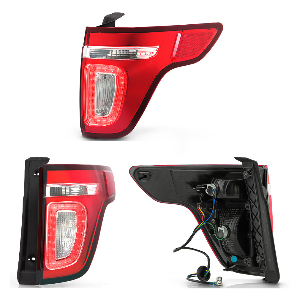 LED Tail Light For 2011-2015 Ford Explorer Red Clear With Bulbs Passenger Side