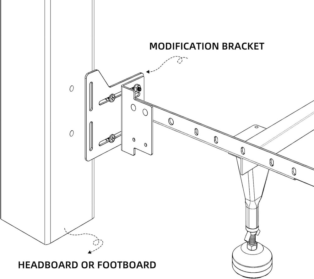 2 PCS Bed Frame Adapter for Headboard Queen Modification Plate Brackets Adapter/