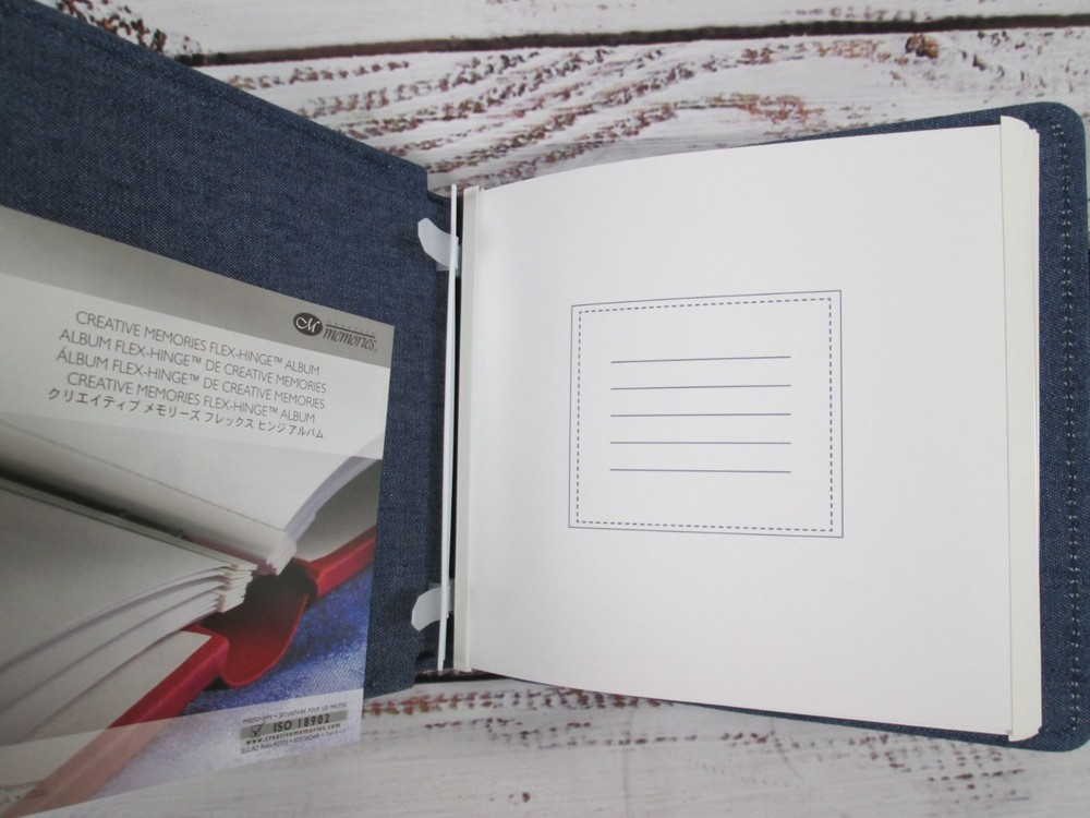 Creative Memories 7x7 Blue Denim Jean Scrapbook Strap Hinge New