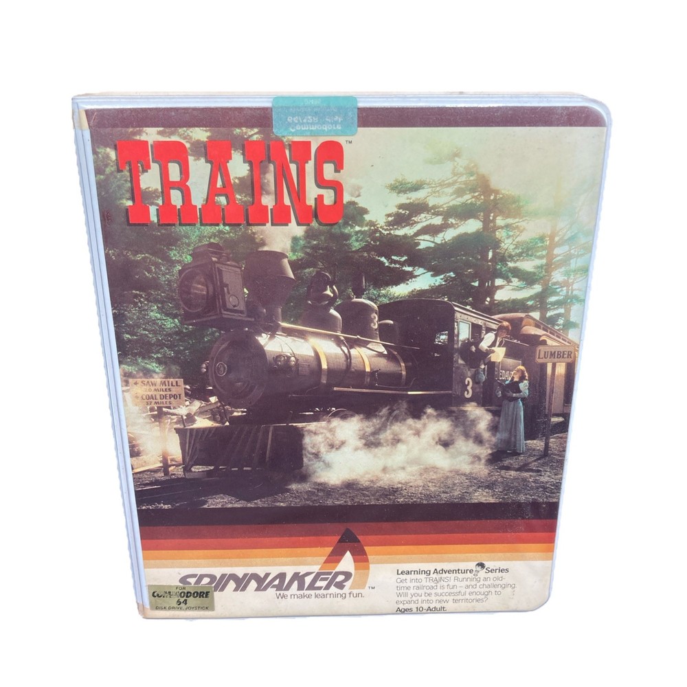 Trains Commodore 64 Spinnaker Learning Software w/ Clamshell Box 1983