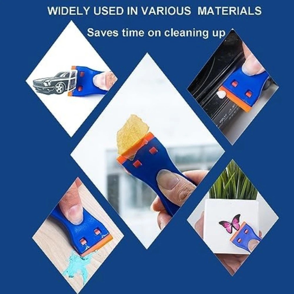Plastic Razor Blade Scraper Tool, 6 Pcs Razor Scraper with 60 Pcs Plastic Blades